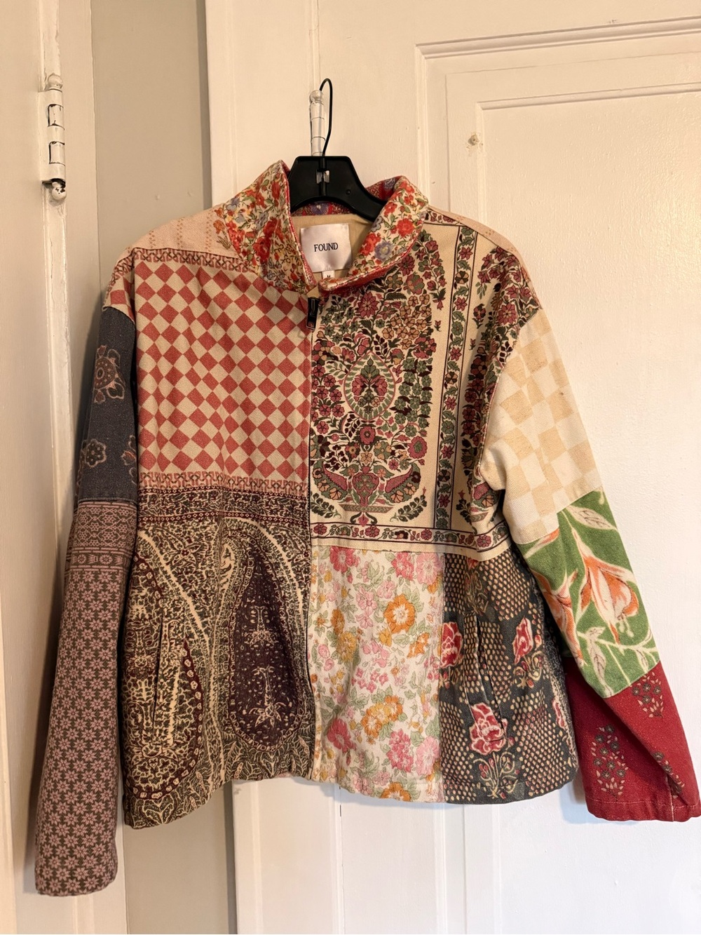 Found Patchwork Floral & Geometric Cotton Jacket - Multicolor